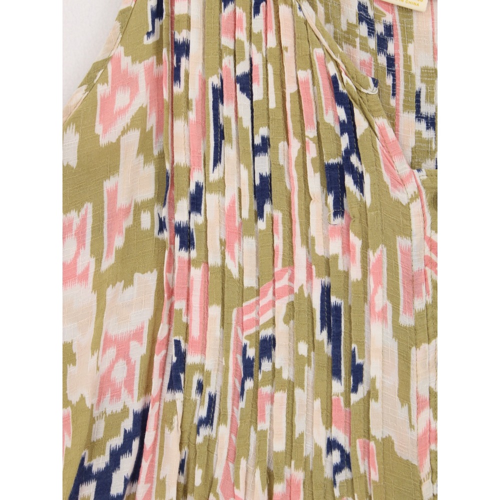 Maeve Anthropologie Pleated Tank Top size 6 Ikat Tribal Print Button Front Boo - Picture 2 of 11